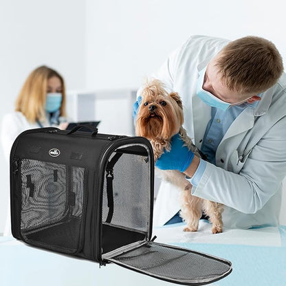 Portable 2-in-1 Pet Carrier for Medium Dogs Large Cat Carrier for 2 Cats Travel Double Dog Crate Set with Portable Carry Bag/Hammocks/Mats/Tent Stakes/2 Pcs Pet Bowls for Outdoor Camping