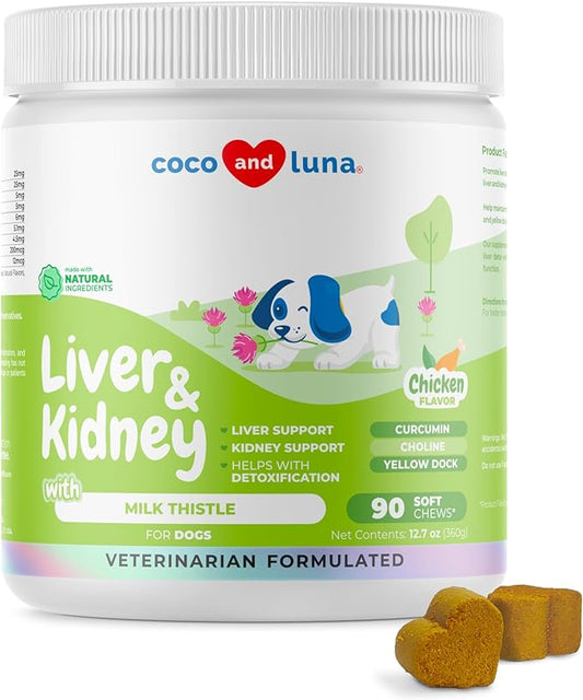 Milk Thistle for Dogs - 90 Soft Chews - Liver and Kidney Support for Dogs - Hepatic Support with EPA & DHA - Detox for Dogs - Liver Supplement for Dogs with Choline and L-Arginine (Soft Chews)