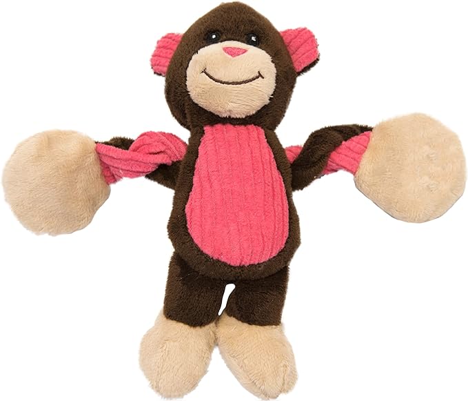 Outward Hound Baby Pulleez Monkey Squeaky Plush Dog Toy with Ropes for Pull-Through Tugging Action
