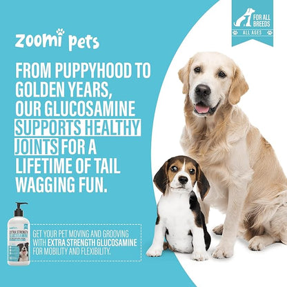 Liquid Glucosamine for Dogs (16oz) - Hip and Joint Supplement with Hyaluronic Acid, MSM, Manganese & Glucosamine Chondroitin for Dogs - Dog Joint Supplement Large Breed, Medium & Small Dogs