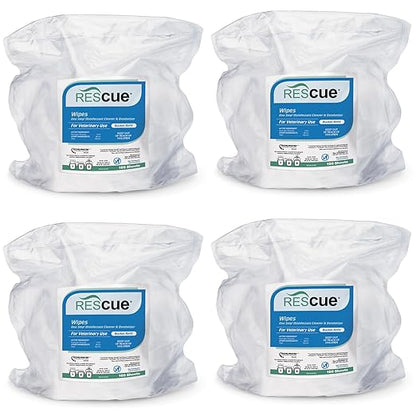 REScue One-Step Disinfectant Cleaner & Deodorizer Wipes for Veterinary Use – For Kennels & More – Extra Large Wipes, 160-Count Bucket Refill (4 Pack)