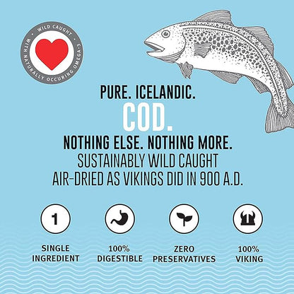 Icelandic+ Mini Fish Chips: Cod 9oz - Dog Treats, for Training & Small Dogs, 2 Ingredient Air-Dried Crunchy Chips