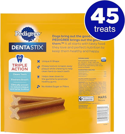 PEDIGREE DENTASTIX Small/Medium Dog Dental Treats Original Flavor Dental Bones, 1.57 lb. Value Pack (45 Treats)