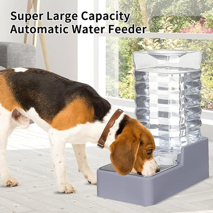 Sfozstra 9L Upgraded Dog Water Bowl Dispenser, Stainless Steel Bowl, Automatic Gravity Cat Water Dispenser, BPA-Free, Large Capacity Water Dispenser with Two Caps and Filters (Light Gray,9L+)