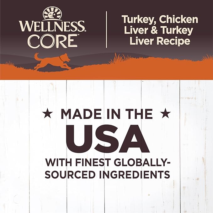 Wellness Natural Pet Food CORE Natural Wet Grain Free Canned Dog Food, Turkey & Chicken, 12.5-Ounce Can (Pack of 12)