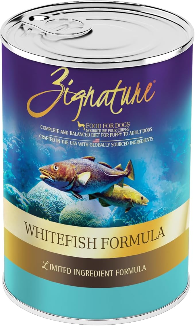 Zignature Whitefish Formula Wet Dog Food 13oz, case of 12