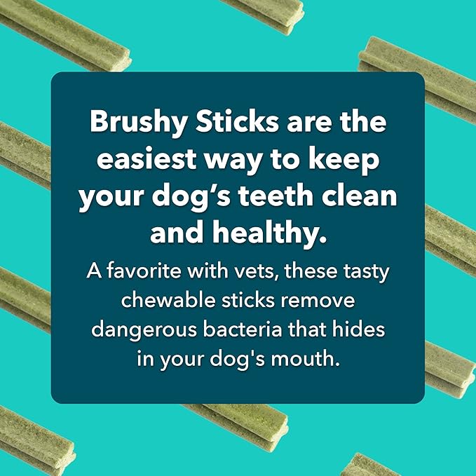 iHeartDogs Brushy Sticks - Dental Treats for Dogs Removes Plaque and Tartar Buildup - Grain-Free Dog Teeth Cleaning Chews Made with Chicken - 30 Large Sticks