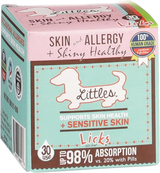 Licks Pill-Free Small Breed Dog Skin and Allergy - Omega 3 Dog Allergy Relief - Dog Vitamins & Supplements for Itch Relief - Turmeric Supplement for Dog Skin - Gel Packets - 30 Use