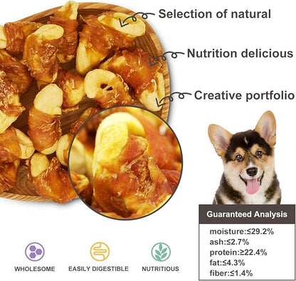 Jungle Calling Dog Treats, Skinless Chicken Wrapped Apple Treats, Gluten and Grain Free, Chewy Dog Bites for Balanced Nutrition, 10.6oz
