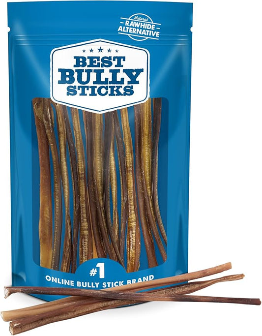 Best Bully Sticks 12 Inch Odor Free Bully Sticks for Dogs, 12 Pack - 100% Natural, Grass-Fed Beef, Digestible Bully Bones, Grain and Rawhide Free, Odorless Dog Bully Sticks for Large Dogs