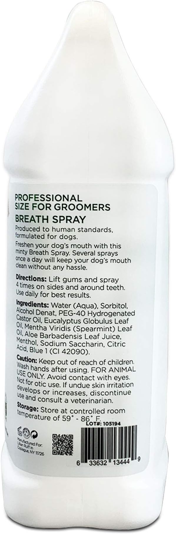 Lillian Ruff Dog Breath Freshener Dental Care Spray - Dog Oral Health Teeth Cleaning Formula Targets Bad Dog Breath, Plaque & Tartar Build-Up, Supports Oral Care, Gum Health & Immune System (Gallon)