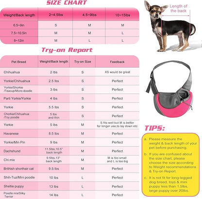 YUDODO Pet Dog Sling Carrier Breathable Mesh Travel Safe Sling Bag Carrier for Dogs Cats