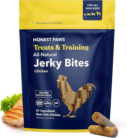 Honest Paws Dog Jerky Treats - All-Natural Jerky Dog Treats for Training Pets - Human Grade Bites - Real USA Chicken