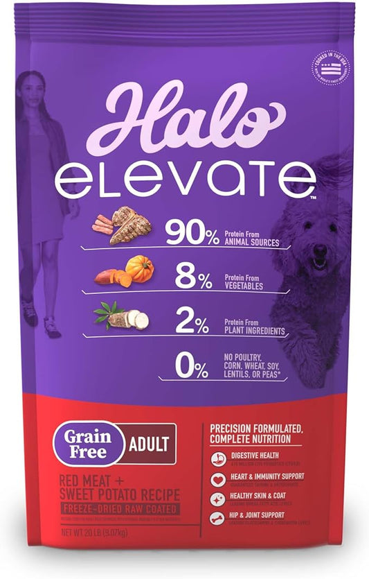 Halo Elevate Dry Dog Food, Grain Free Red Meat Recipe, 20lb