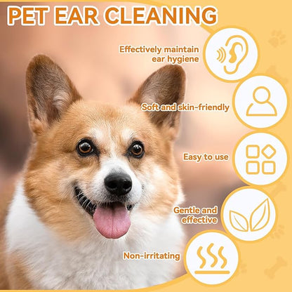 Dog Ear Cleaner Finger Wipes, Ear Cleaner Wipes for Dogs & Cats, Dog Ear Wipes Reduce Earwax Buildup, Ear Wipes for Dogs Soothing Odor, Dog Wipes Remove Dirt & Non-Irritating, 120counts