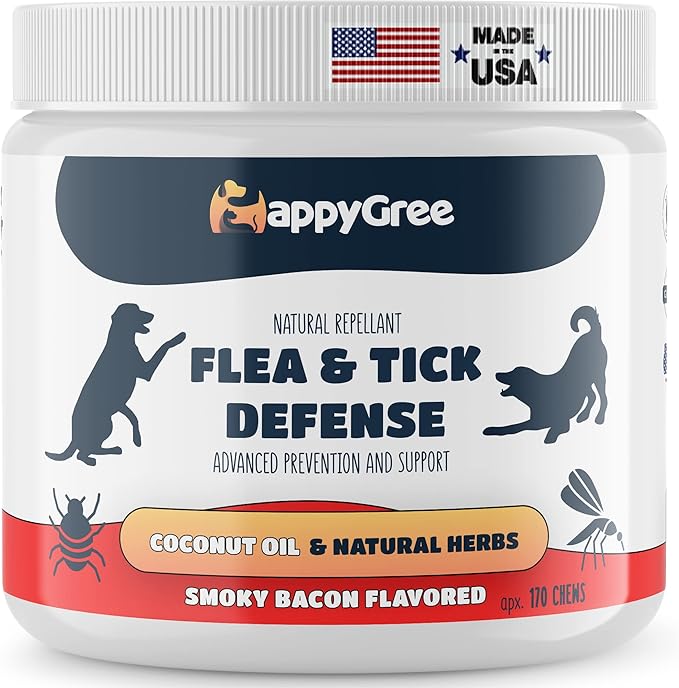 Best Natural Health Supplements for Dogs, Various Formulas & Benefits - Vet Recommended, 170 Natural Soft Chews - Smoky Bacon Flavor, Made in The USA (FLEA & TICK)