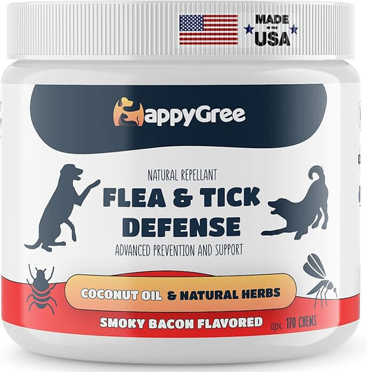 Best Natural Health Supplements for Dogs, Various Formulas & Benefits - Vet Recommended, 170 Natural Soft Chews - Smoky Bacon Flavor, Made in The USA (FLEA & TICK)