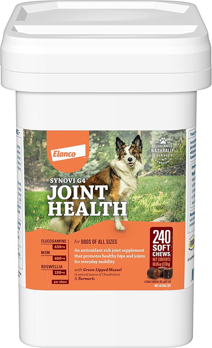 Synovi G4 Dog Joint Supplement Chews, 240-Count, for Dogs of All Ages, Sizes and Breeds