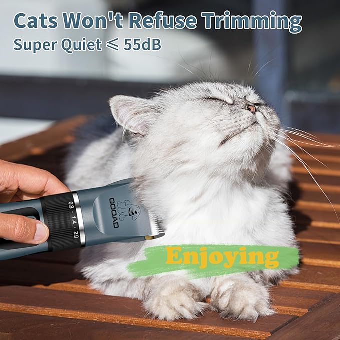 Cat Clippers for Matted Hair, Cat Grooming Kit, Cordless Cat Shaver for Long Hair, Low Noise Paw Trimmer, Cat Hair Trimmer for Grooming,Quiet Pet Hair Clippers Tools for Cats Dogs (Blue)