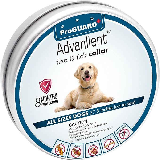 Flea and Tick Collar for Dogs, 8 Month Flea and Tick Prevention for Dogs, 27 inch Adjustable