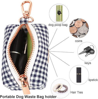 ARING PET Dog Waste Bag Dispenser, Cotton Doggy Poop Bags Holders Attach to Any Leashes, Portable Washable flamingo Pet Waste Pouch Dispenser with Metal Zipper