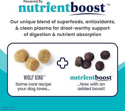 Solid Gold Nutrientboost Wolf King Large Breed Dog Food - Whole Grain Dry Dog Food Kibble Made with Real Bison, Brown Rice & Sweet Potato - Omega 3, Superfood & Digestive Probiotics - 22 LB Bag