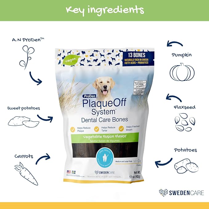 ProDen PlaqueOff System Dental Care Bones for Dogs - Vegetable 17 oz