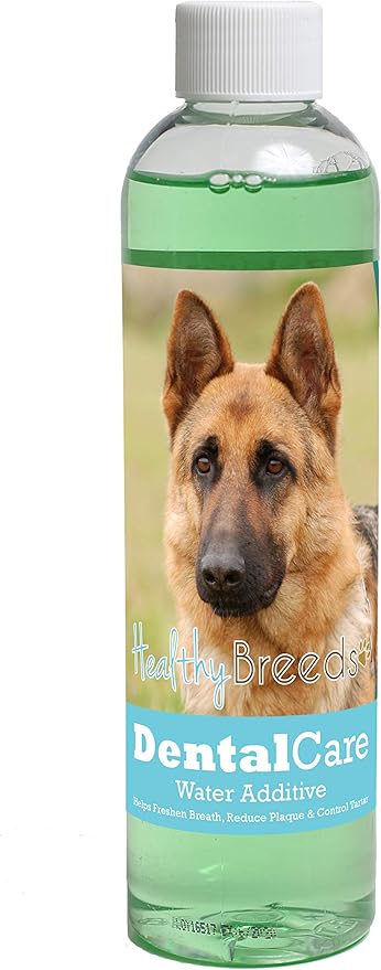 Healthy Breeds Dog Dental Care Water Additive for German Shepherd - Helps Freshen Breath, Reduce Plaque & Control Tartar - Mint Flavor - 8 oz
