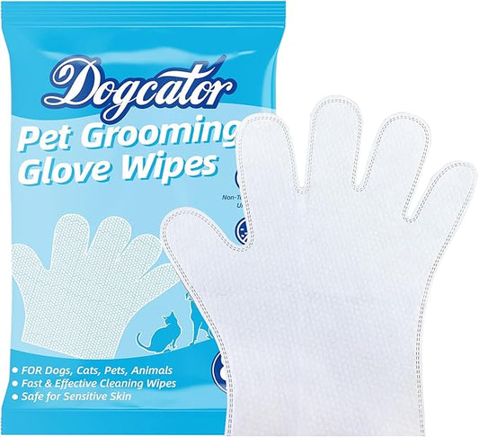 Dog Glove Wipes for Cleaning Paws Butt | Pet Grooming Deodorizing Dog Ear Glove Wipes | Fragrance Free Natural Puppy Glove Wipes | Soothes Itchy Dry Skin | 8 Count
