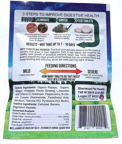 Digestive Support, Papaya by Sherwood Pet Health (100 Tablets - 60 Grams). Contains natural motility herbs That regulate The digestive tract, improve The gut microbiome and stimulate The appetite