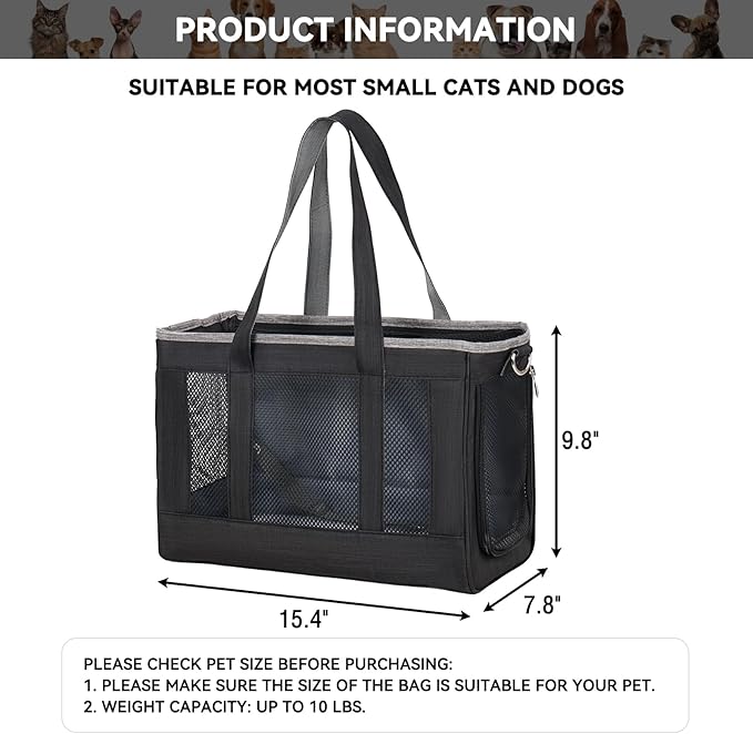 Cat Backpacks for Carrying Cats Pet Backpack Carrier for Small Dogs and Cats, Fully Ventilated Mesh Dog Backpack, Portable Cat Carrier for Travel, Hiking, Walking (Charcoal Black)
