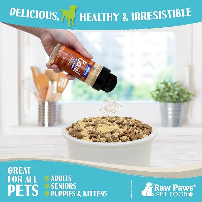 Raw Paws Boost Pet Food Topper Organic Peanut Powder, 2.8-oz - Made in USA - Dog Food Topper, Peanut Butter Dog Treats Meal Toppers for Dogs, Dog Flavor Food Toppers for Picky Dogs, Dog Food Sprinkles