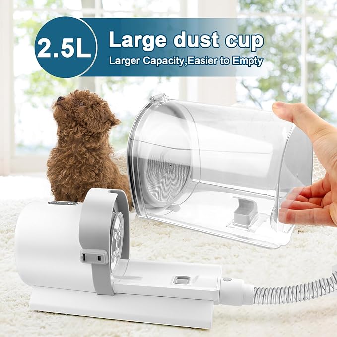 Dog Grooming Kit for Pet Include 4 Hair Clipper Combs 2.5L Vacuum Cleaner and 5 Pet Grooming Tools for Shedding, Low Noise for Home Cleanning