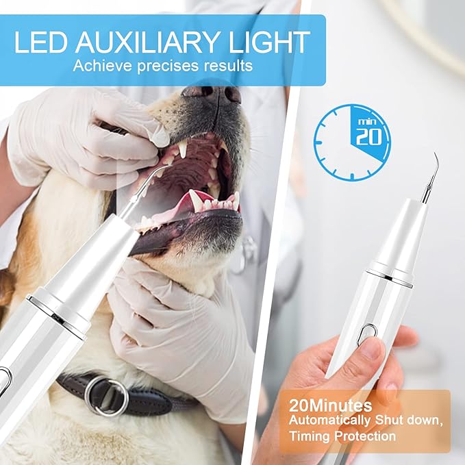 Dog Tooth Brushing Kit,Plaque and Tartar Remover for Teeth,Pet Ultrasonic Teeth Cleaning Kit, 100%-Proven Safe with Led 4-Adjustable Modes,Dog Toothbrush,Dental Care for Dog and Cat