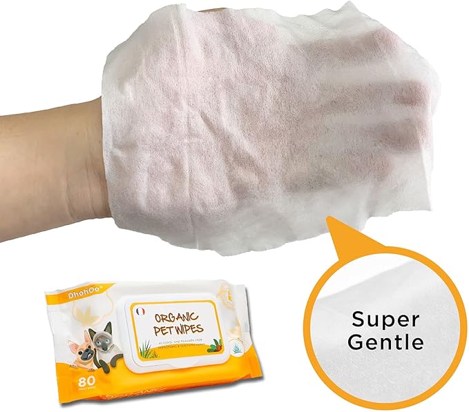 Dhohoo Dog Wipes, Dog Cat Grooming Wipes for Daily Use, Soft and Gentle Pet Wipes for Paws, Ear, Body and Butt, Portable 240 Wipes for Home and Travel Use