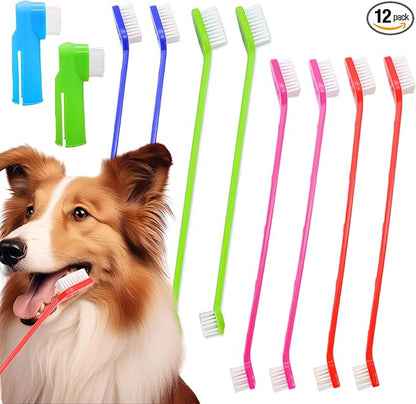 Dual Headed Dog Tooth Brush of 12pcs,Dog Toothbrush Finger,Toothbrush for Dogs Dental Care,Pet Toothbrush for Small to Large Dogs, Cats, and Most Pets, Teeth Brush in Bulk