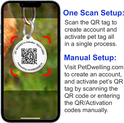 Advanced QR Code Pet ID Tags for Small to Medium Dogs and Cats: Online Pet Profile & Instant Scan Location Email Alert(Lux Black Mini)