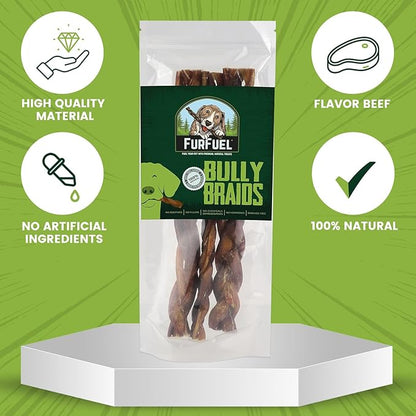 Braided Bully Sticks Variety Pack for Dogs - Suitable for Small, Medium, and Large Breeds – 6 Pack of 12-Inch Dog Bully Sticks - Low Odor, All-Natural Chew (12 Inch, 6 Count)
