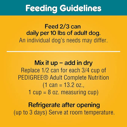 PEDIGREE CHOPPED GROUND DINNER Adult Canned Soft Wet Dog Food, Chicken & Rice Dinner, 13.2 oz. Cans (Pack of 12)