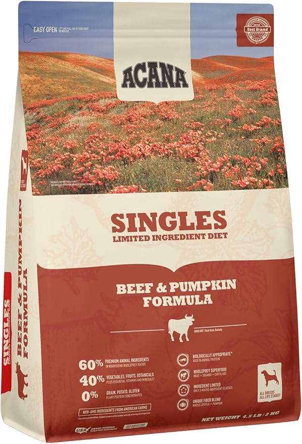 ACANA Singles Limited Ingredient Dry Dog Food, Beef & Pumpkin, Biologically Appropriate & Grain Free