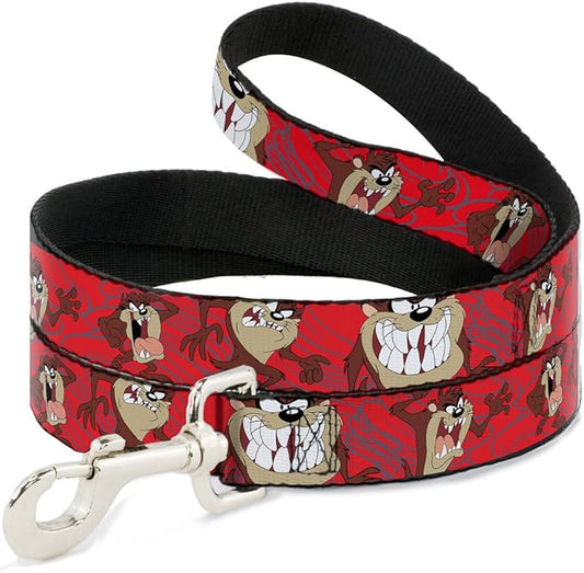 Buckle-Down Dog Leash Tasmanian Devil Expressions Red Swirl 6 Feet Long 0.5 Inch Wide, Multicolor (DL-6FT-WLTTZ003-N)