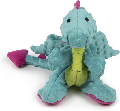 goDog Bubble Plush Dragons Squeaky Dog Toy, Chew Guard Technology - Turquoise, Large