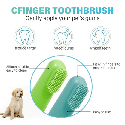 SCOBUTY 4 Pack Dog Toothbrush, 360º Dog Tooth Brushing Kit, Dual Sided Cat Toothbrushs with Micro Brush Head, Dog Teeth Cleaning, Dog Finger Toothbrush,for Small & Large Pets
