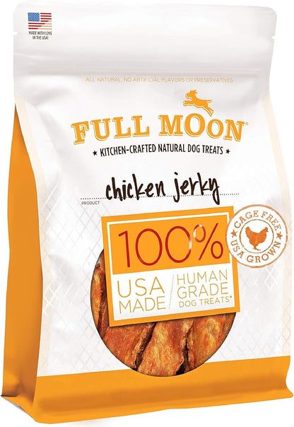 Full Moon Chicken Jerky Healthy All Natural Dog Treats Human Grade Made in USA Grain Free 6 oz