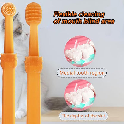 2Pcs Nano Silicone Dog Toothbrush Kit with Storage Box, Soft Dog Cat Tooth Brushing Kit Nanoflex Pet Toothbrush with Tongue Scraper | Easy to Handle | Deep Clean for Toothbrush for Dogs Cat