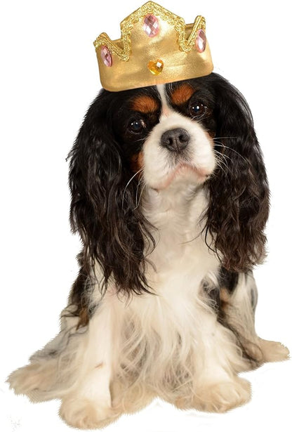 Rubie's 886535_S-M Gold Tiara with Pink Stones Pet Costume Accessory, Small/Medium