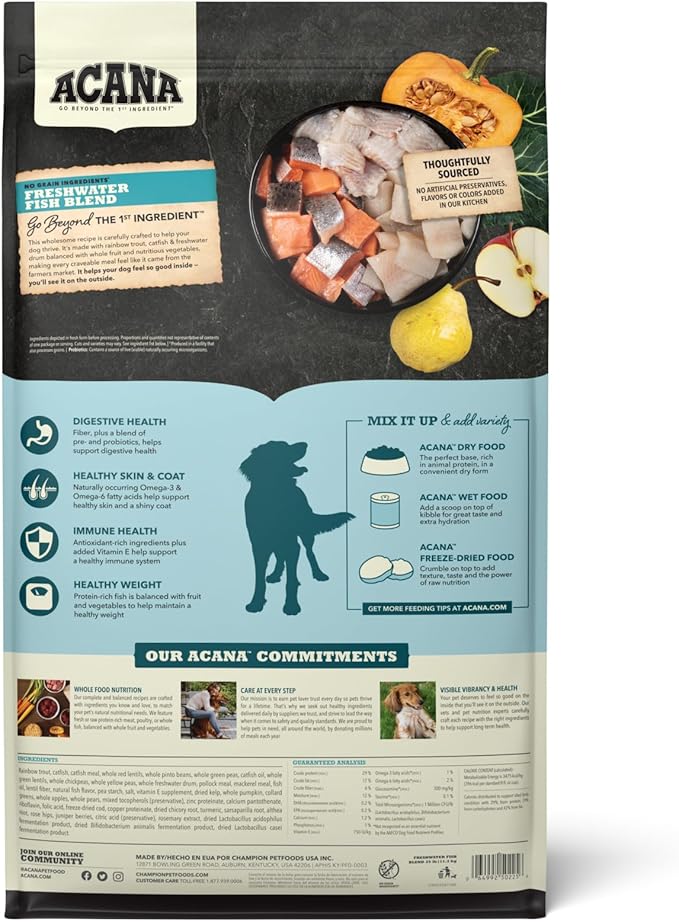 ACANA Grain Free Dry Dog Food, Freshwater Fish Dog Food Recipe, 25lb