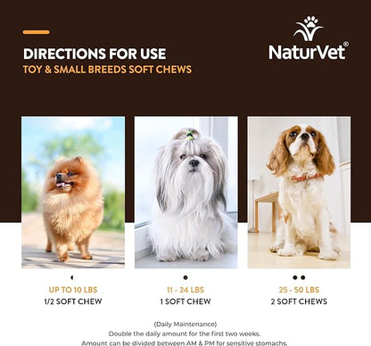 NaturVet Small Breeds Supplement- for Joint Support, Digestion, Skin, Coat Care- Dog Multivitamins with Minerals, Omega-3, PlaqueOff- Wheat-Free Vitamins for Dogs- Toy and Small Breeds- 60 Soft Chews