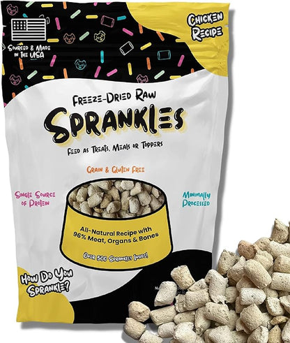 Freeze Dried Dog Food for Small & Large Breeds Dogs, 16 Oz Chicken Dog Food Toppers for Picky Eatres, Made in USA - Grain Free & All Natural Freeze Dried Dog Treats Made with 96% Meat Organs