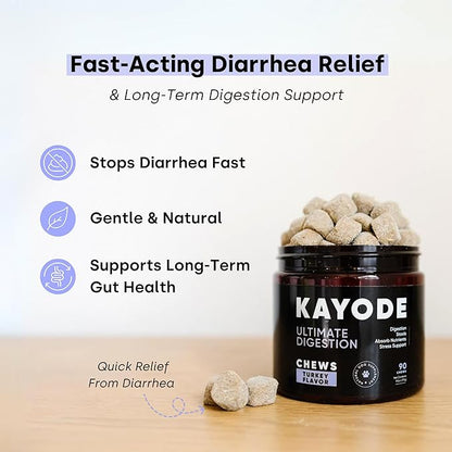 Kayode Ultimate Digestion. Fast Acting Anti-Diarrhea Dog Chews. Dog Fart Remedy. Digestive Enzymes for Dogs, Easy Stool Firmer for Dogs. Led with Safe Pumpkin for Dogs.